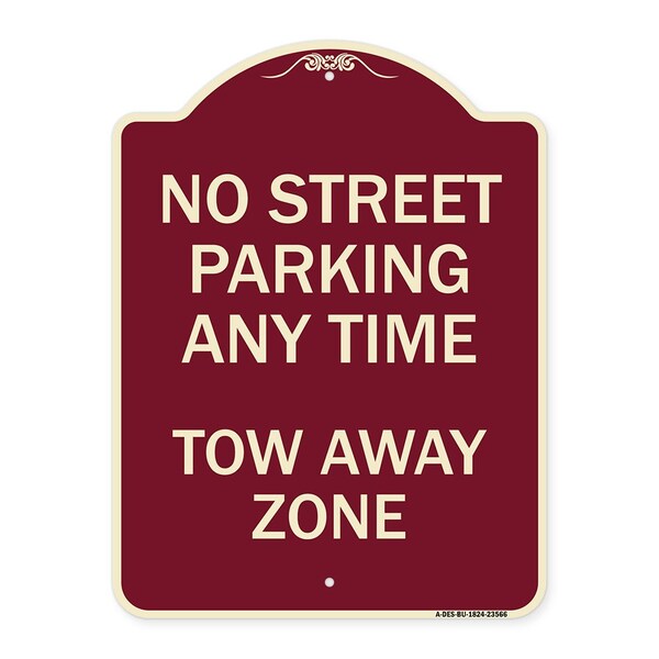 No Street Parking Anytime Tow Away Zone Heavy-Gauge Aluminum Sign, 24" x 18", BU-1824-23566